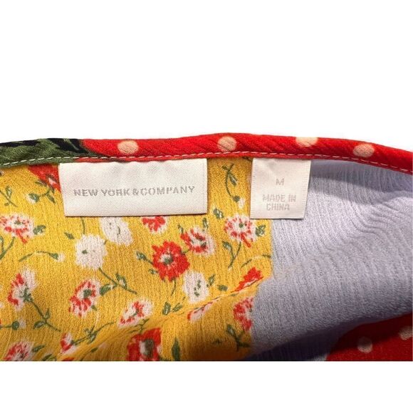 Ny & Co multicolor patterned floral faux wrap midi flowy dress cottagecore M - Picture 7 of 8